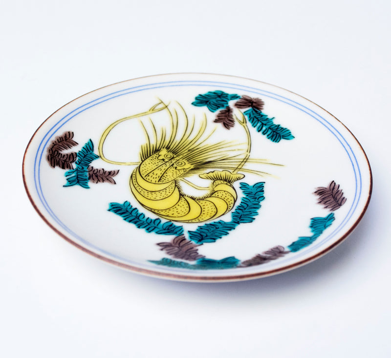 古九谷色絵苫屋図皿（江戸前期）