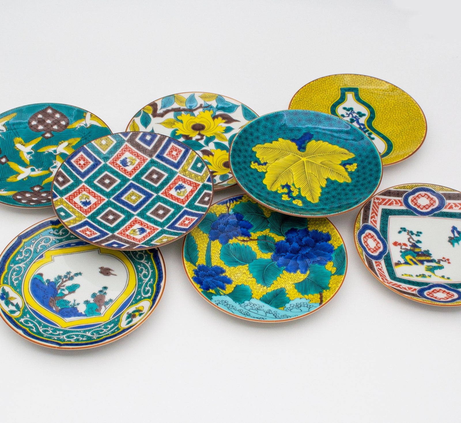 茶道具 九谷焼 古九谷 吸坂手 鷺図丸皿 CE 茶道具 九谷焼 古九谷 吸