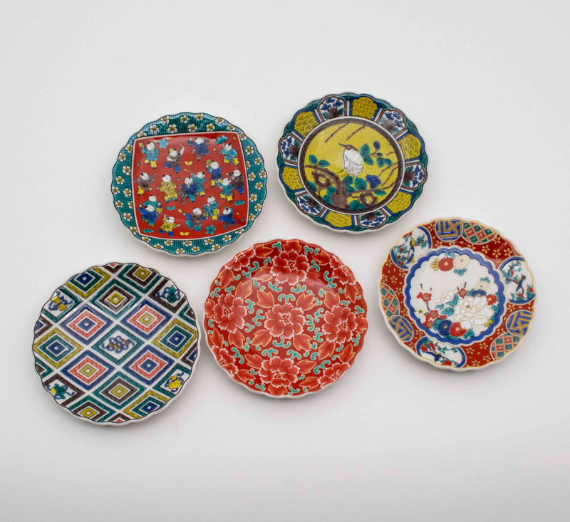 w172-3中国古い小皿清朝新渡南京十綿手4枚A