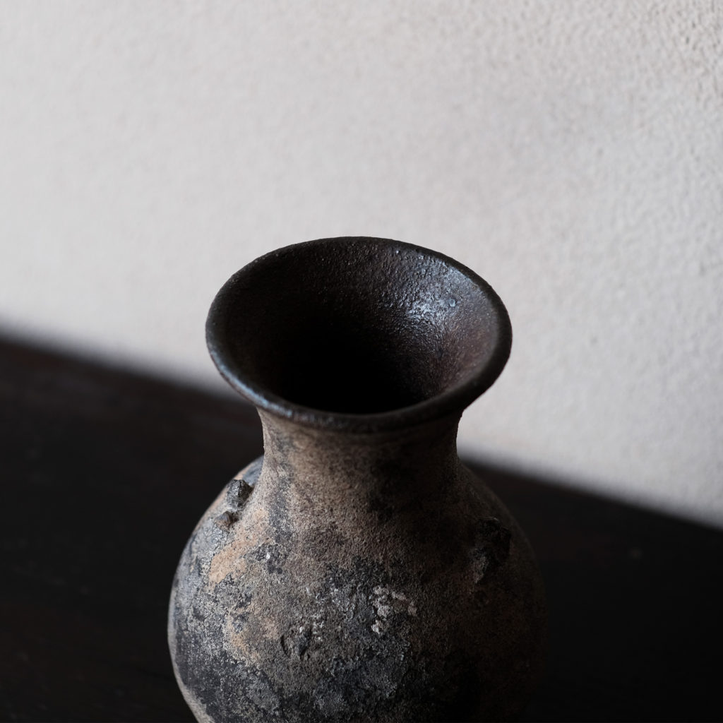 能野焼 種子島焼 徳利 花生 江戸時代 苗代川焼 黒薩摩 黒もん 古美術