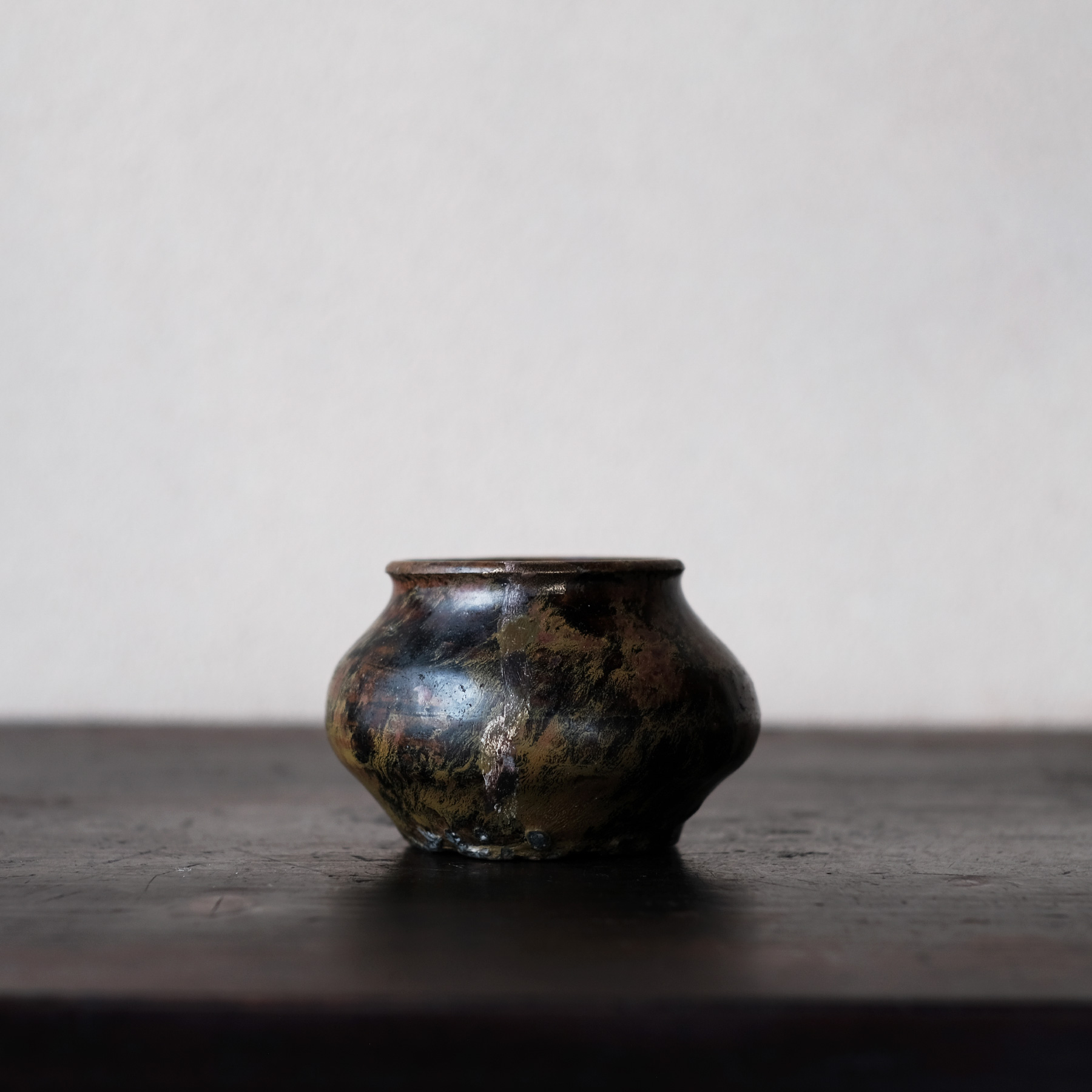 李朝時代絵高麗粉粧灰青沙器鉄絵紋水指茶道具壷壺花瓶時代