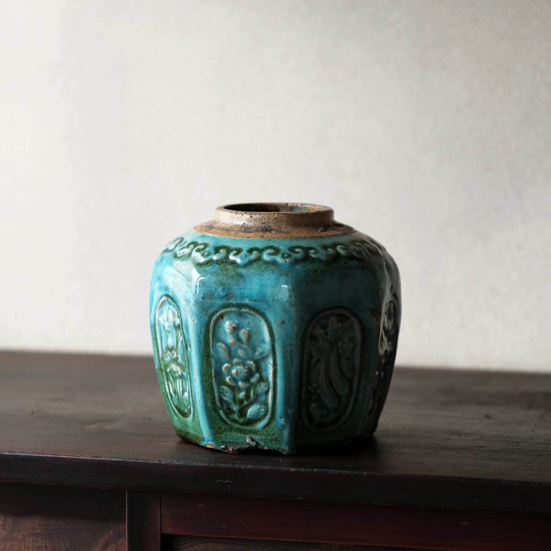 中国古陶器製瓶型 、緑釉双耳、緑釉銀化 高さ約20cm 漢緑釉耳杯 | 中信