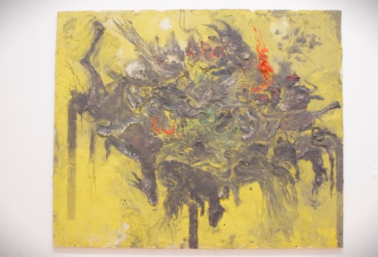 セルジ アギール 作品「抽象」 現代スペイン絵画巨匠肉筆 現代アート