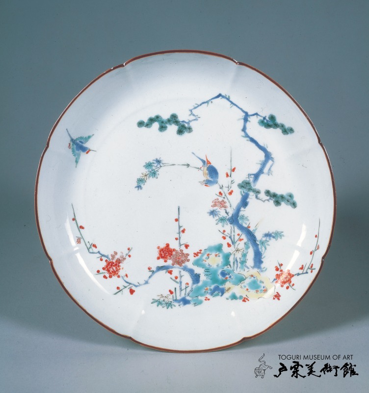 最上作品❗️】江戸時代中期 元禄～享保 藍柿右衛門 染付 花の図 輪花