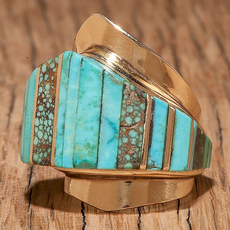 Charles Loloma (Hopi, 1921-1999) 14k Gold and Turquoise Ring sold