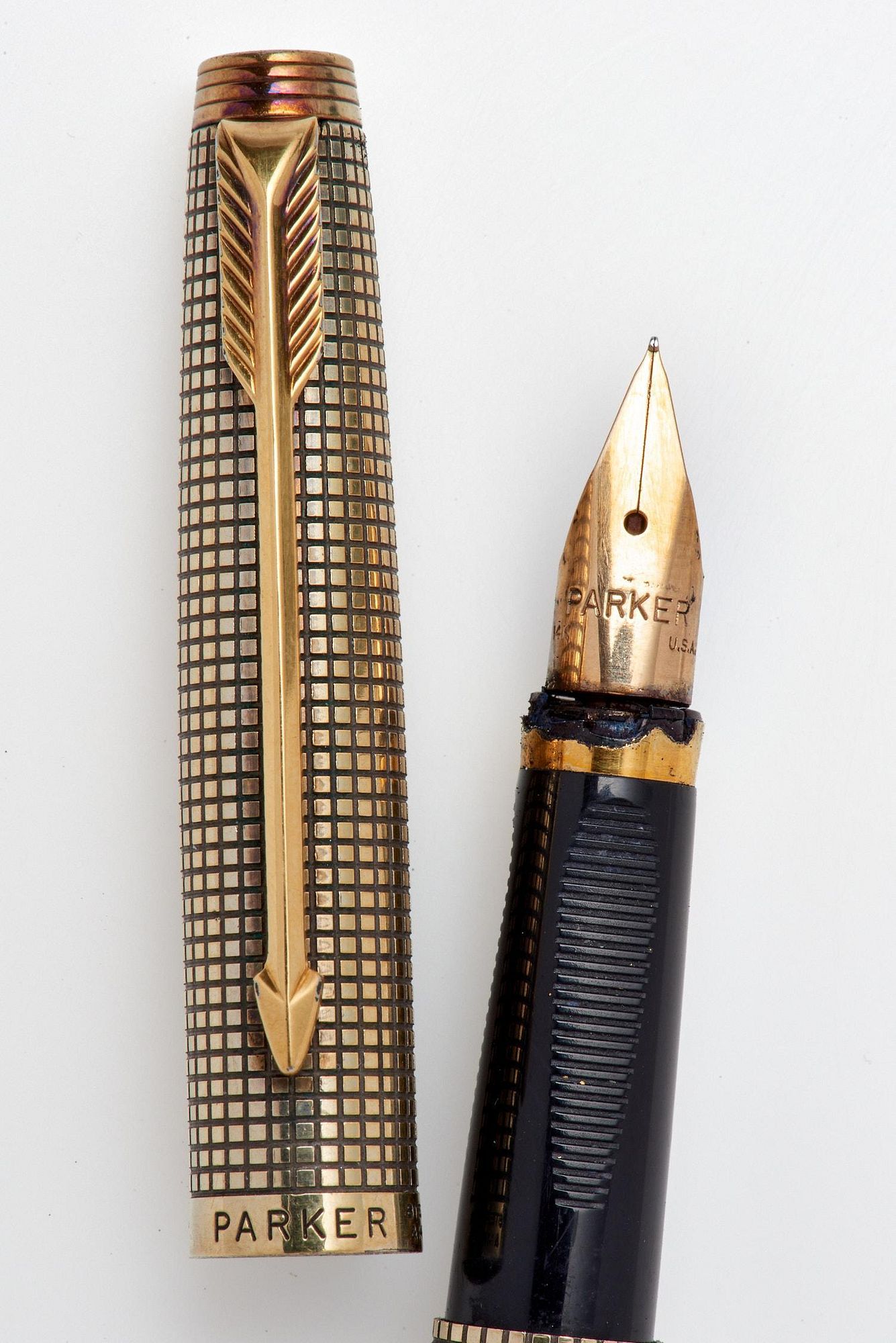 Parker 75 Sterling Vermeil Ballpoint & Fountain Pen Set sold at