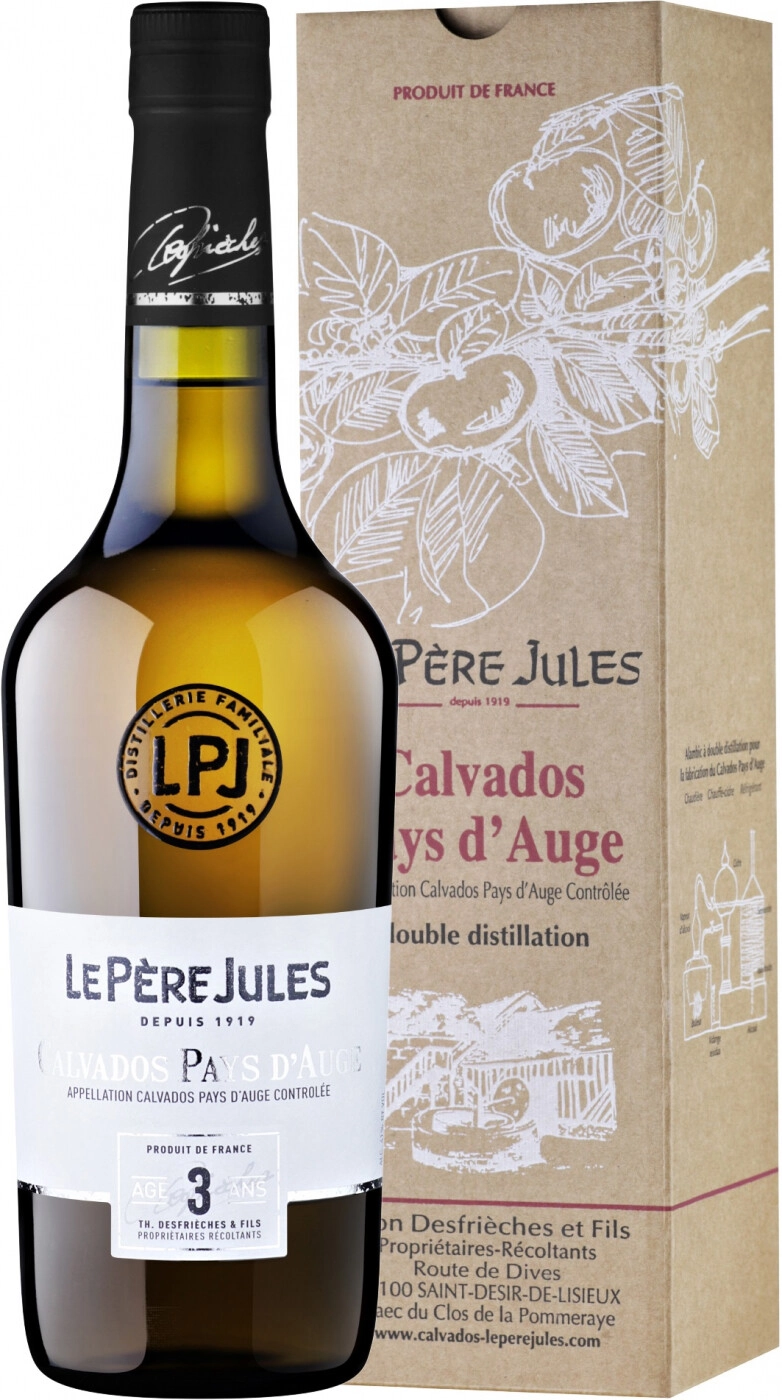Calvados Le Pere Jules 3 Years Old, AOC Calvados Pays d'Auge, gift