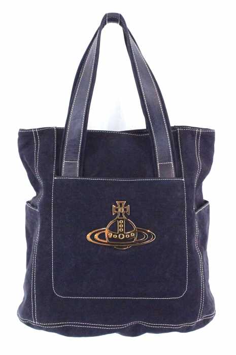 ヴィヴィアンウエストウッド トートバッグ オーブ キャンバス レザー