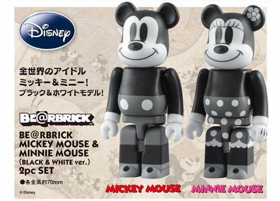 ベアブリック モノクロ ミッキー ミニー BE@RBRICK ミッキーマウス