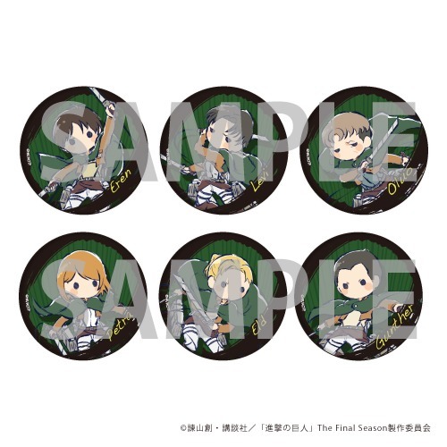 汚れ・傷あり】進撃の巨人 缶バッジ リヴァイ班 6点セット 汚れ・傷