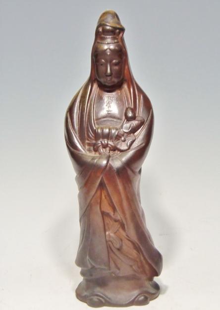 城南骨董-古備前焼 置物 観音菩薩 1319