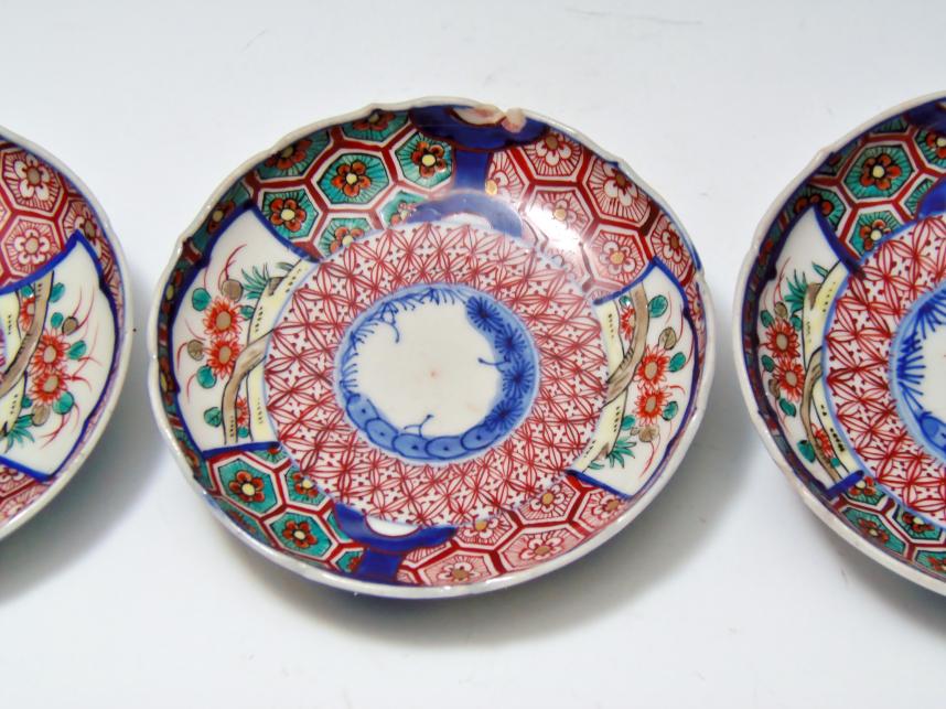 城南骨董-古伊万里 小皿 色絵 富貴長春 383