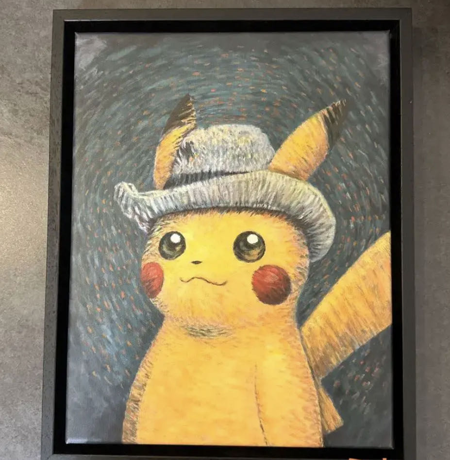 ゴッホ キャンバスアート ピカチュウ 金枠 Sサイズ 45×35cm 証明書付き