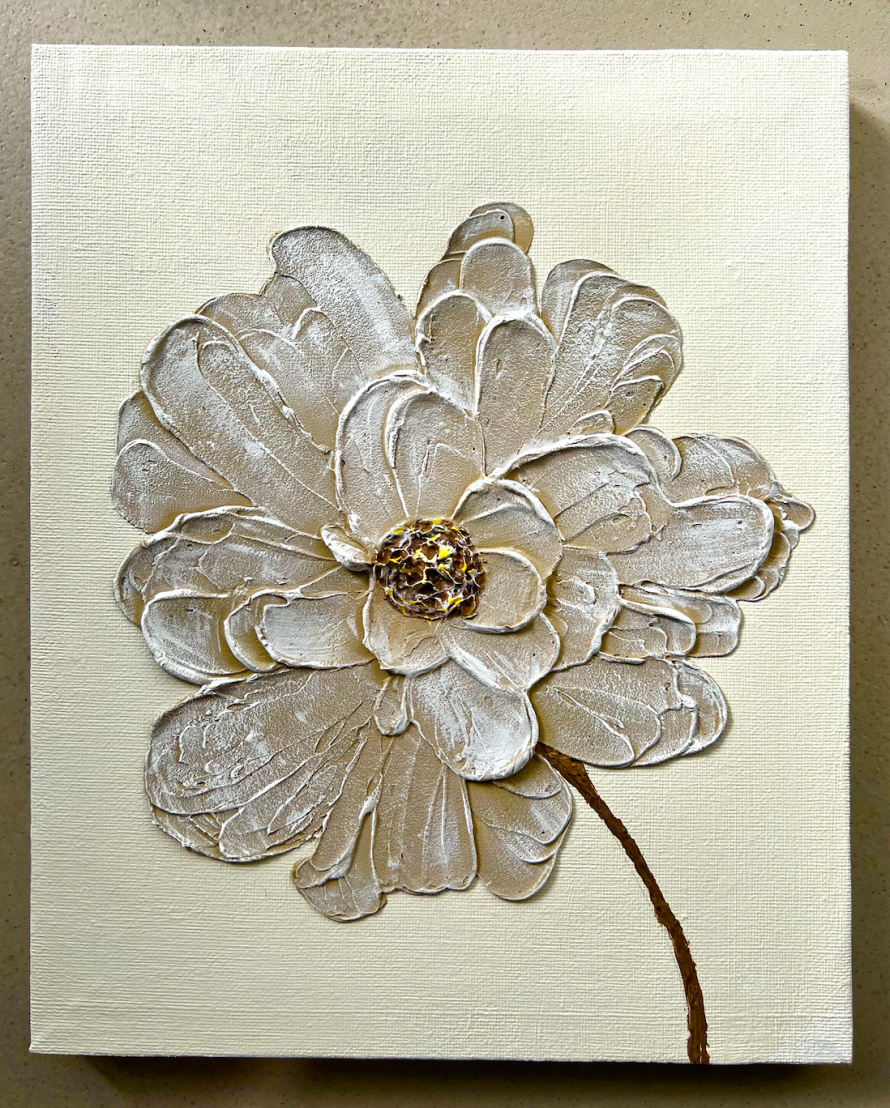 花柄の立体アート テクスチャーアート 花の絵 現代アート フラワー