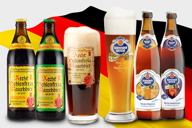 店長厳選のドイツビール2種飲み比べと専用グラス+コースターをお届け