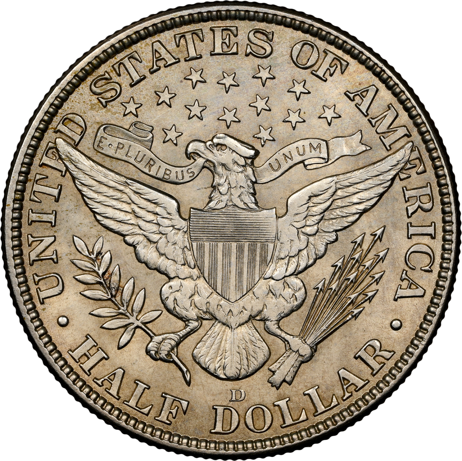 稀少な状態)アメリカ合衆国 バーバー ハーフダラー銀貨 1915 D 稀少な