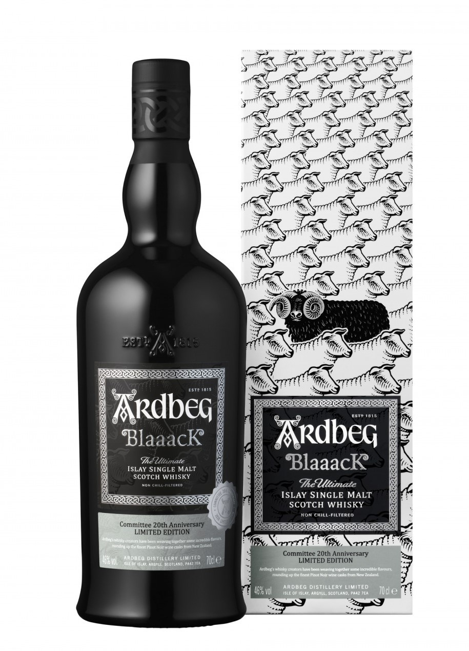 黒ブドウと黒羊をイメージした、史上初の“真っ黒”なアードベッグが登場