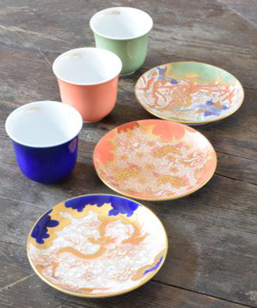 深川製磁 Imperial ボーンチャイナ 山水 茶器揃 皇室御用達表記 深川製