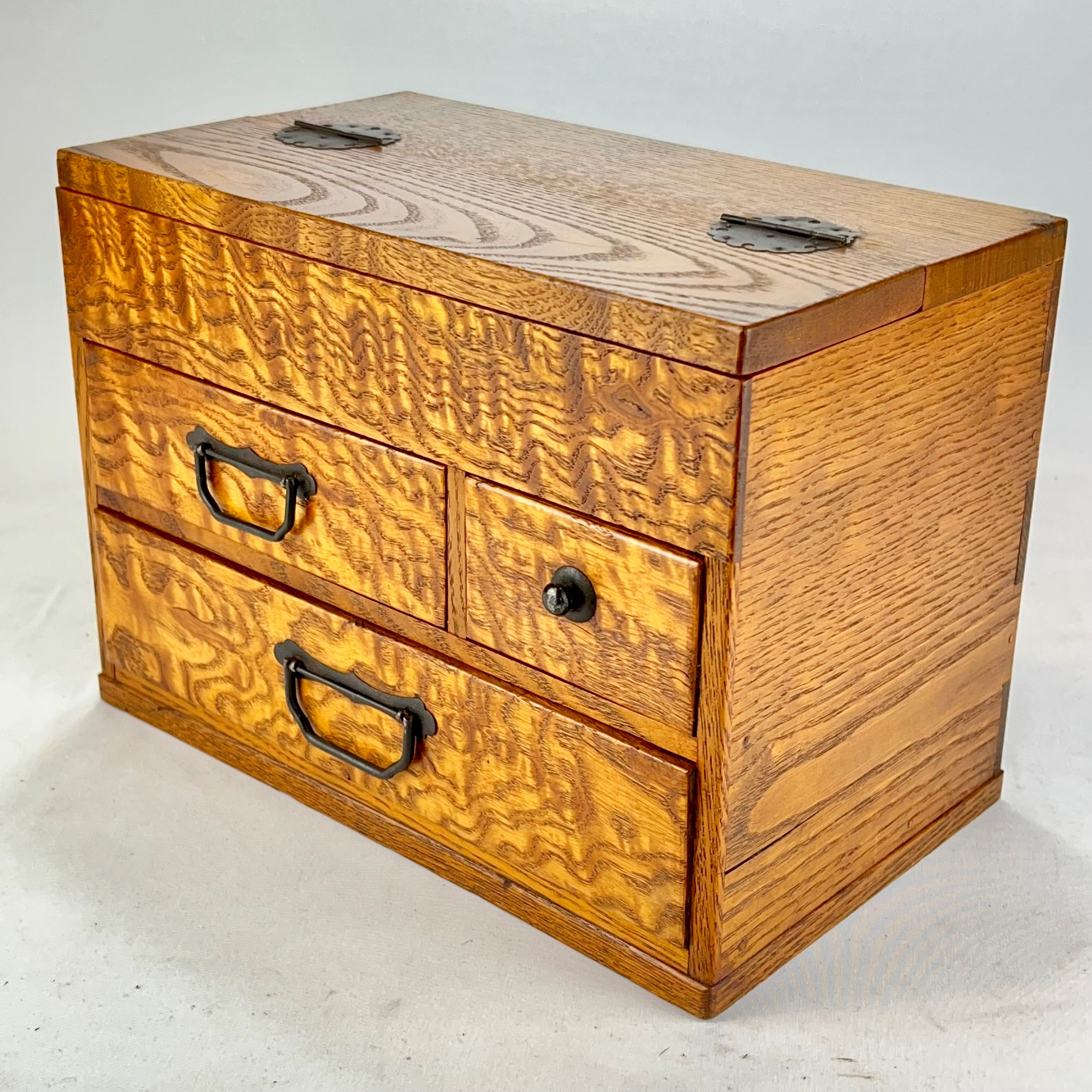 Antique Japanese Meiji Era c1930 Mulberry Wood Haribako Sewing