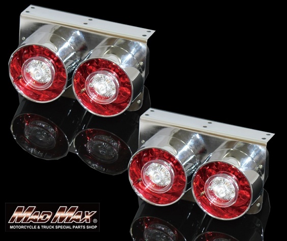 小、中型トラック用 LED 2連 丸型ロケット テールランプ レッド/クリア