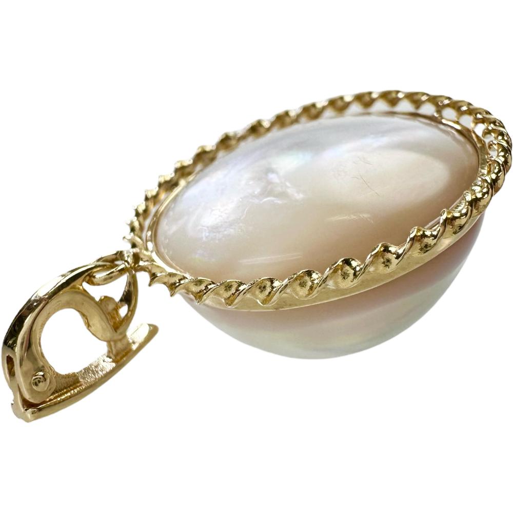 マベパール ペンダント K18 ホワイト系 真珠 シンプル しずく ドロップ