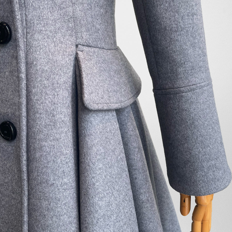 ダブルボタンフレアーコート（ロング)MA2216-CATBGRYM0 – MASHA Naoko