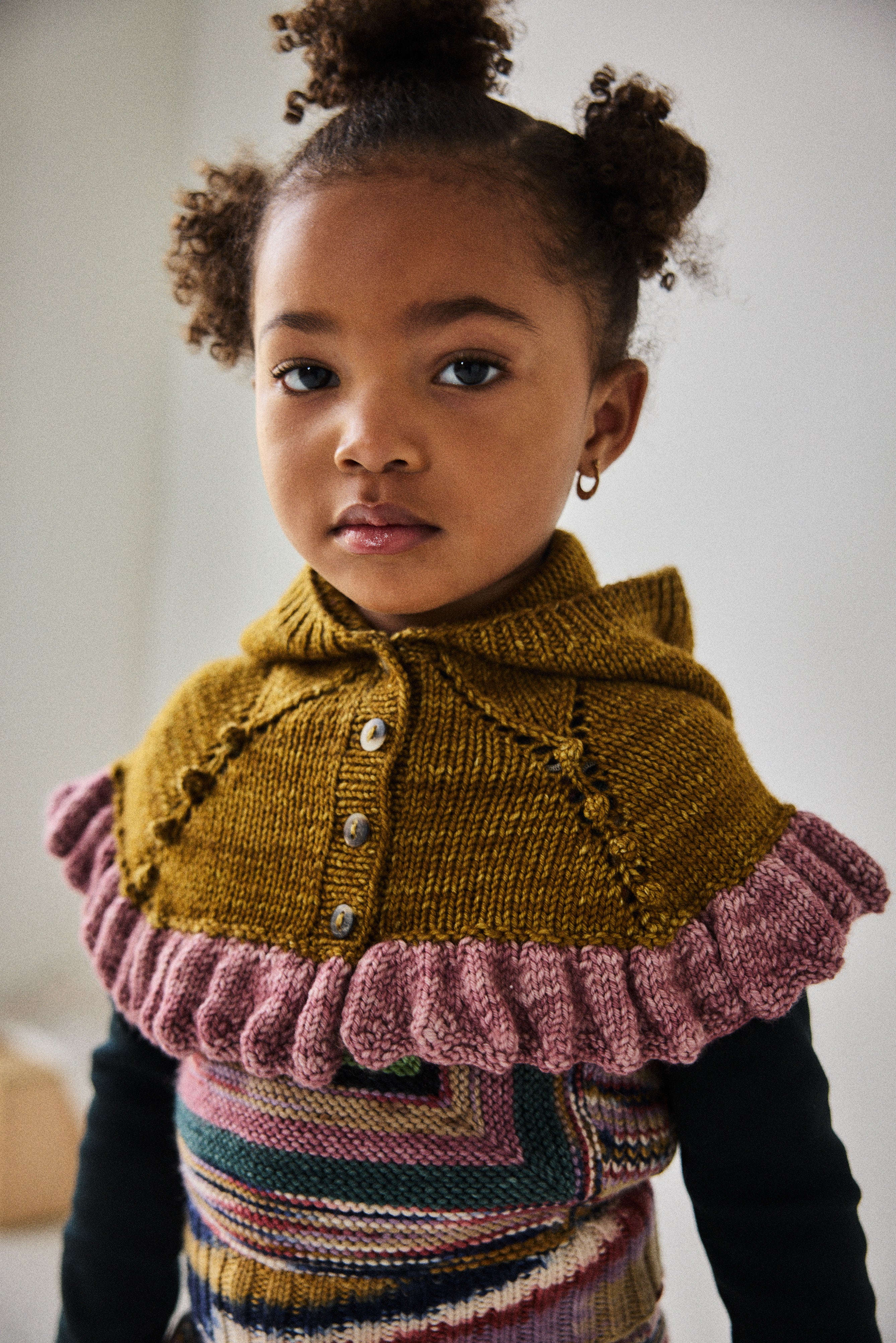 misha and puff Ruffle Capelet Ink 6-8y