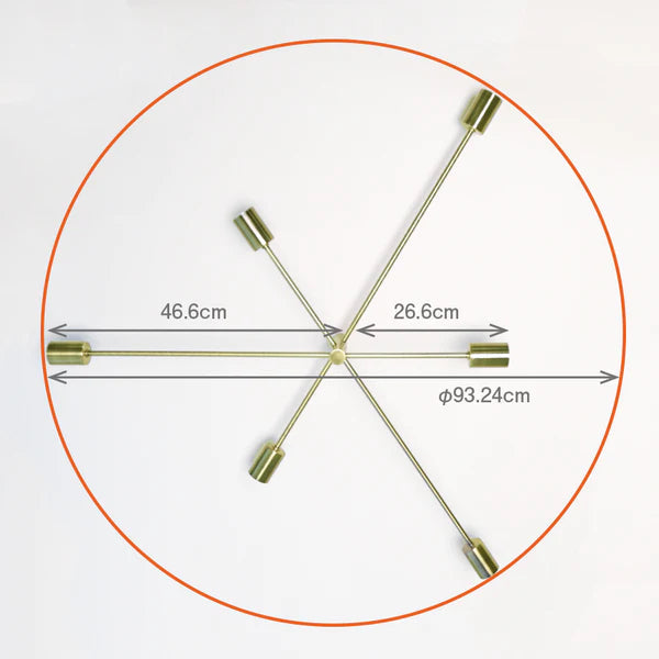 アシメントリー 真鍮メッキ6灯ペンダントライト GCH002-6 引掛