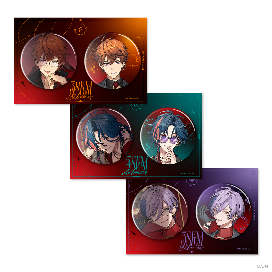 3SKM 1st Anniversary】缶バッジセット｜にじさんじオフィシャルストア