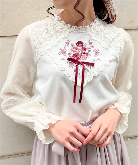 リボン付薔薇刺繍プルオーバー | axes femme -outlet- | axes femme