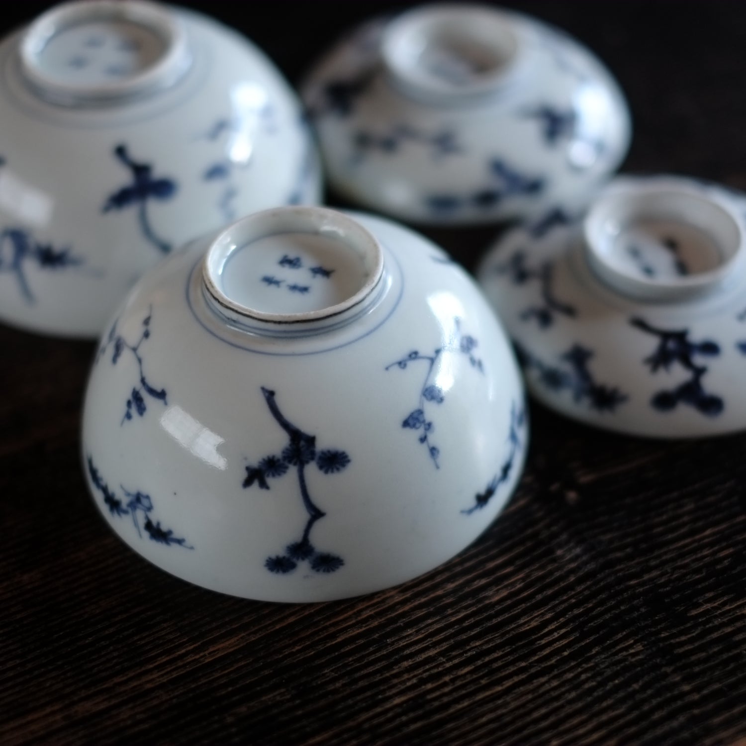 伊万里 染付 花文 蓋茶碗 十客