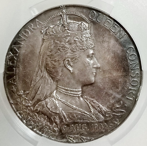 1905年 イギリス1902年 エドワード7世 ハーフクラウン銀貨（マット