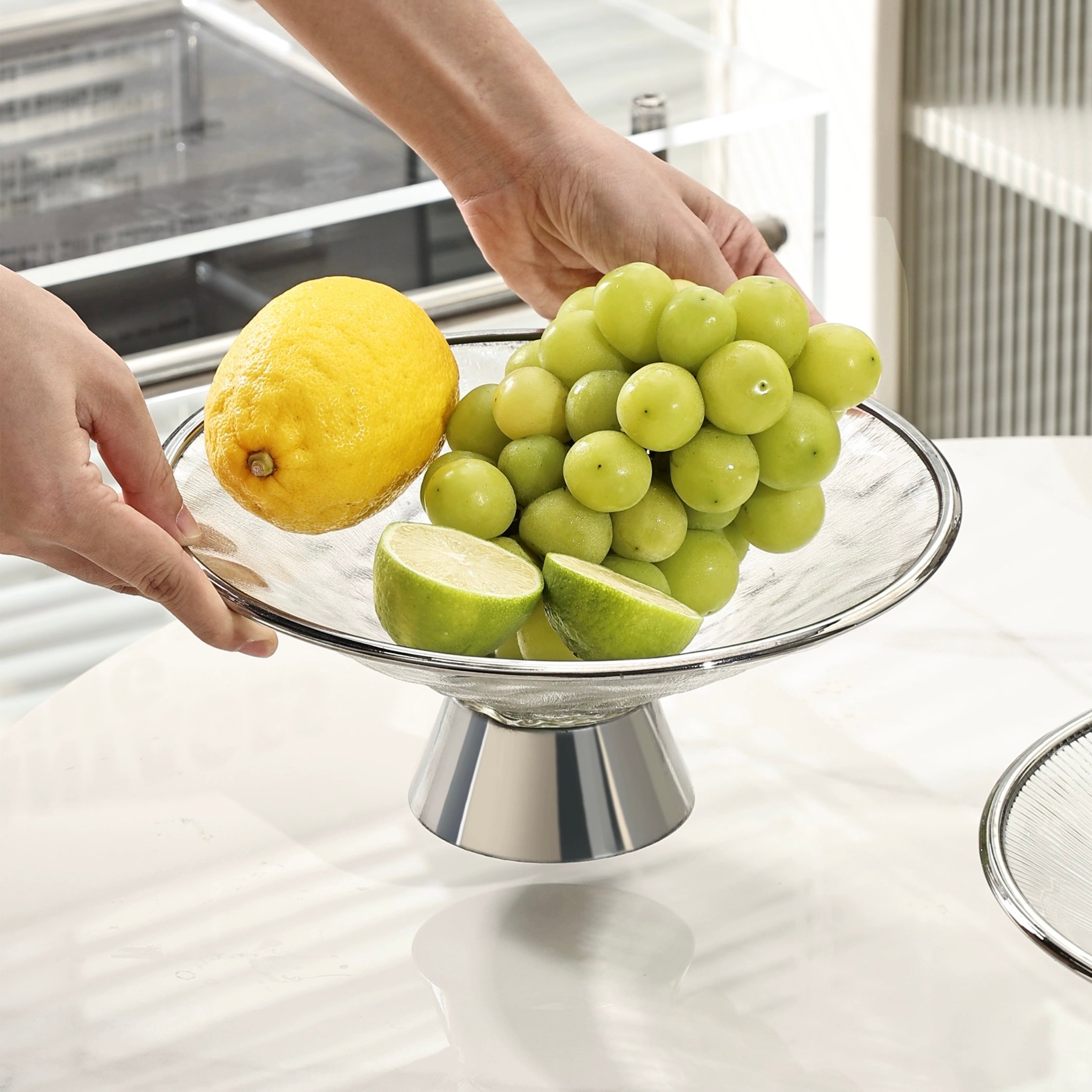 シルバー×デザインガラス コンポート