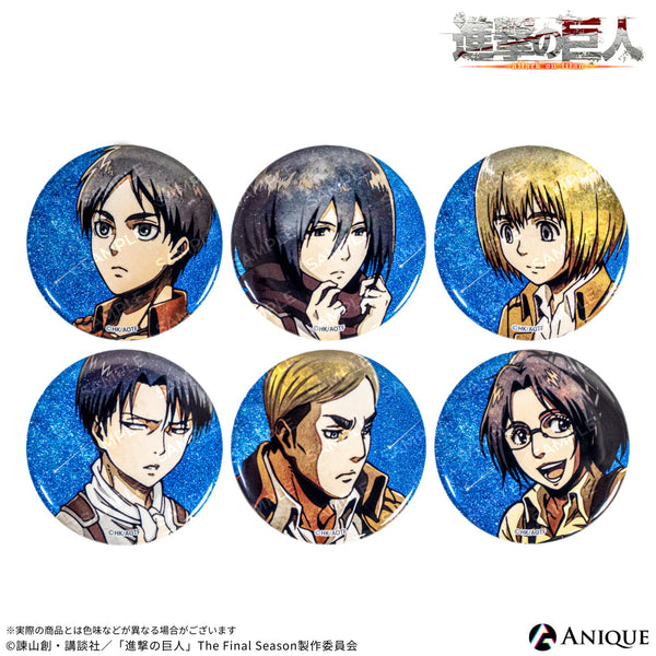 汚れ・傷あり】進撃の巨人 缶バッジ リヴァイ班 6点セット 汚れ・傷