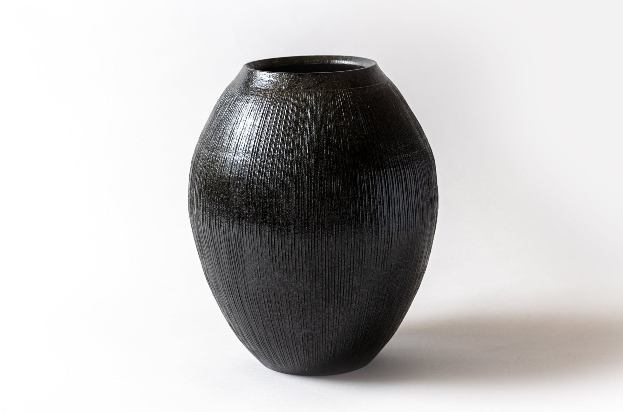 朝鮮 李朝 黒釉壷 鶴首瓶 時代箱付 M R4425B