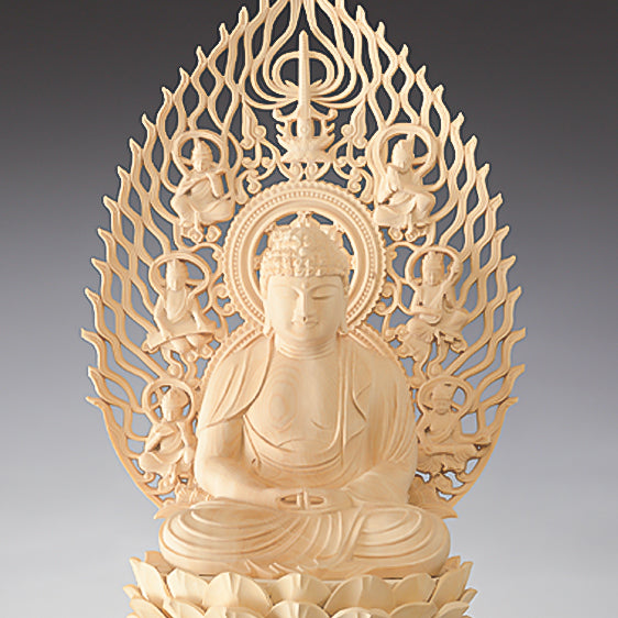 仏像 本尊 阿弥陀如来 六角ケマン台座 飛天光背【メーカー取寄品