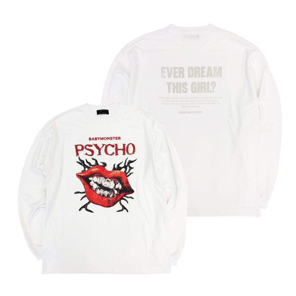 ロングスリーブTシャツ＜PSYCHO＞ WHITE | BABYMONSTER ONLINE SHOP