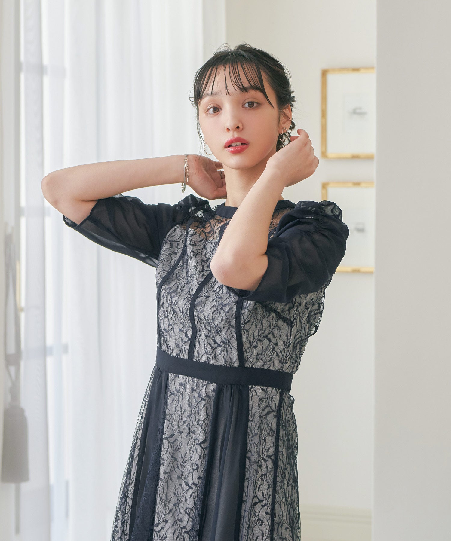 シフォン切り替えレース パーティードレス｜パーティードレス・結婚式