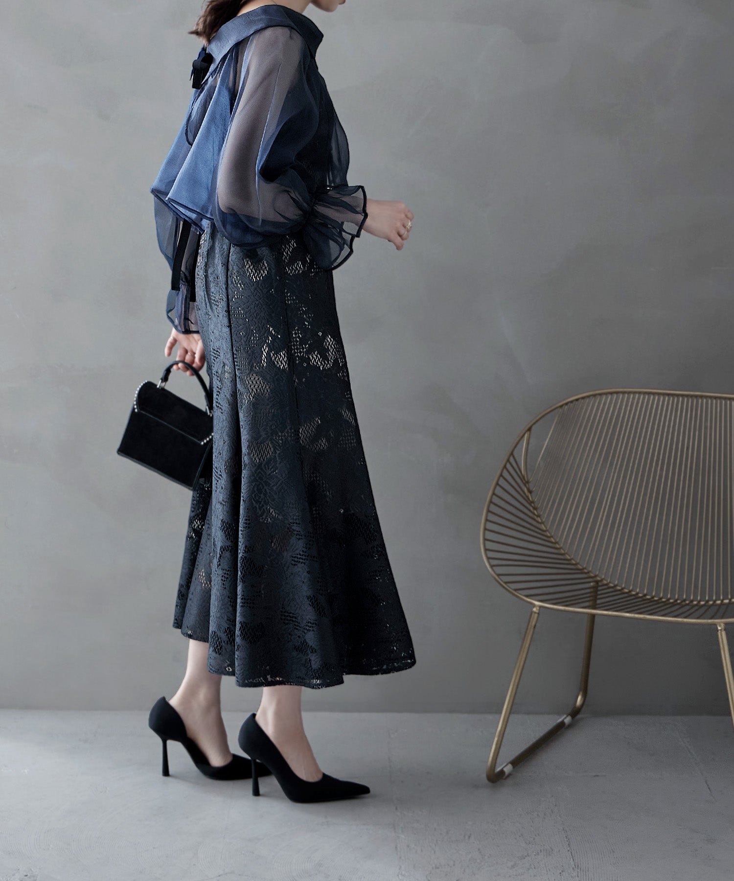 シアーブラウス&マーメイドキャミソールドレス｜パーティードレス