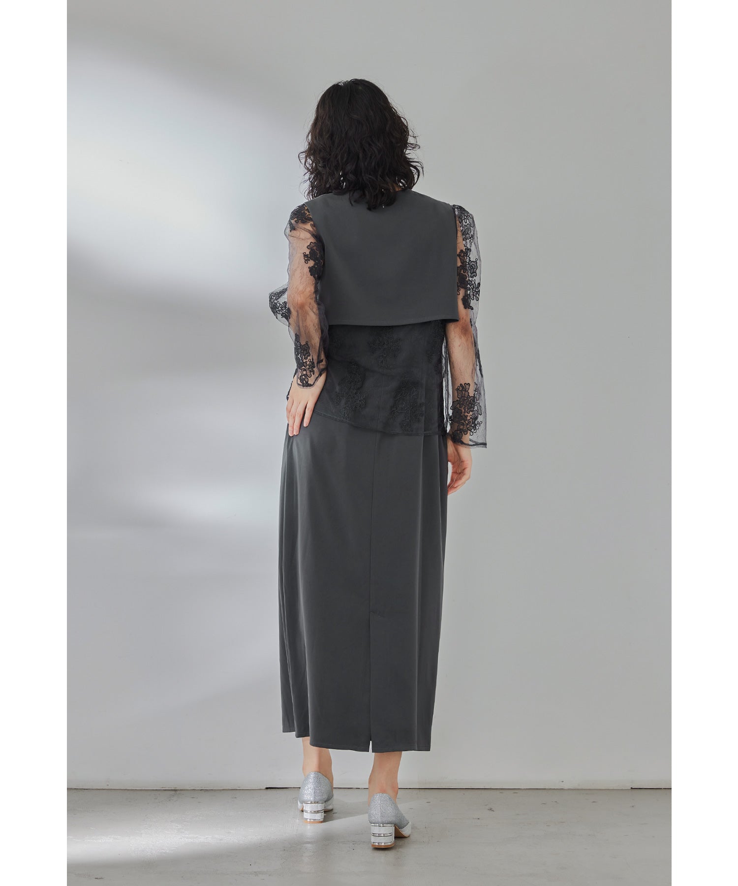 マルチレイヤードセットドレス レースブラウス ベスト キャミワンピ