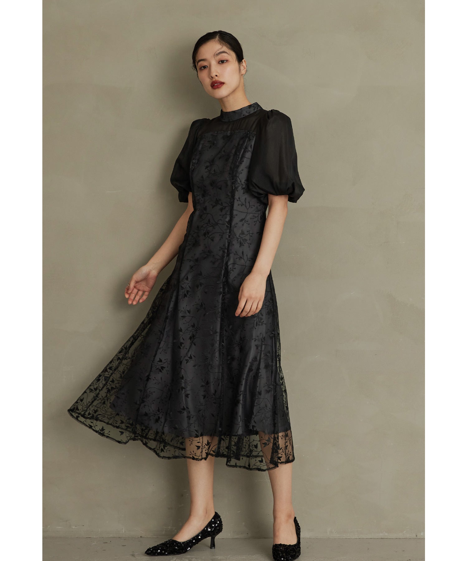 低身長用サイズあり】オーガンジースリーブドレス 結婚式 成人式