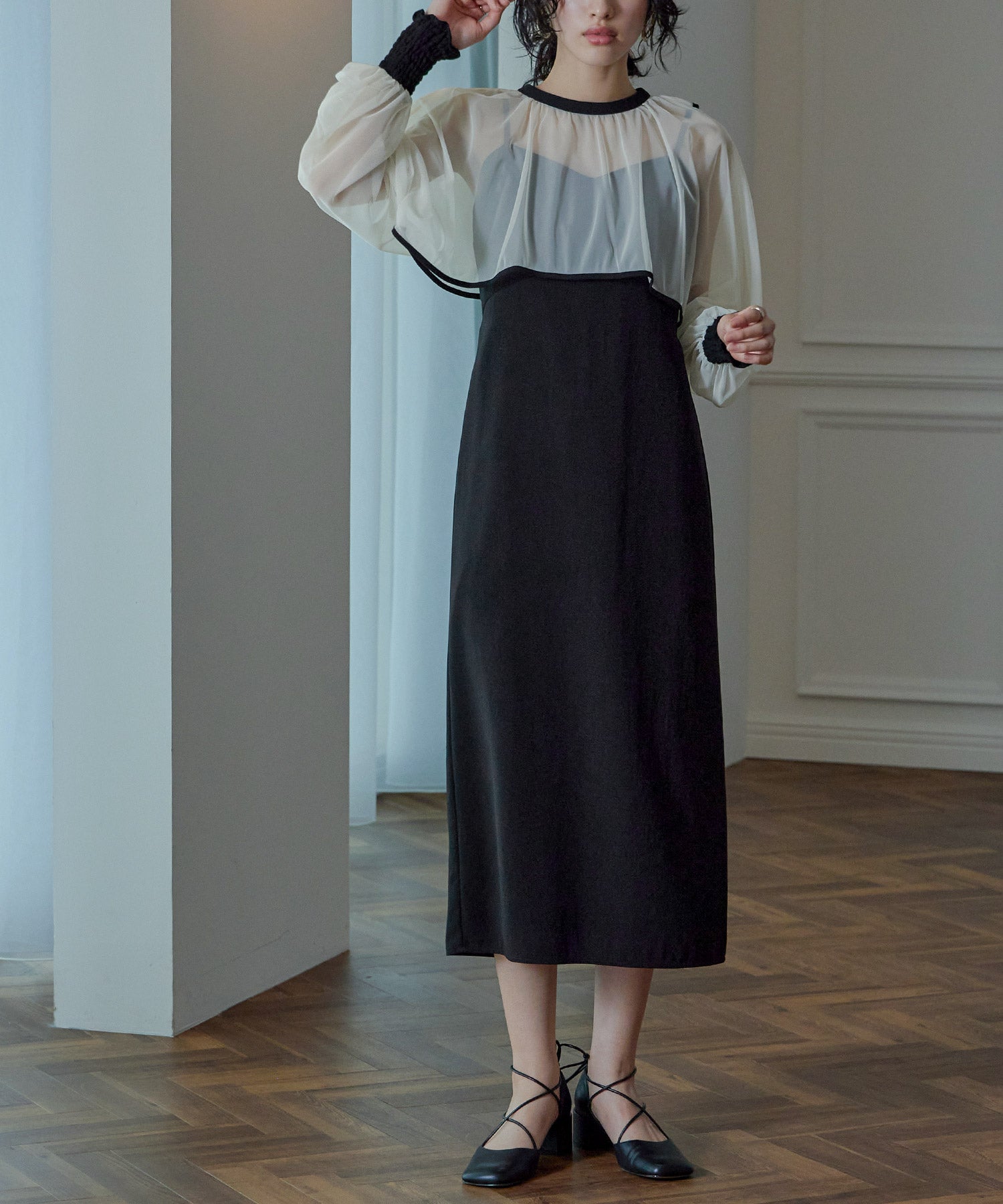 チュールボレロIラインキャミワンピセットドレス｜パーティードレス