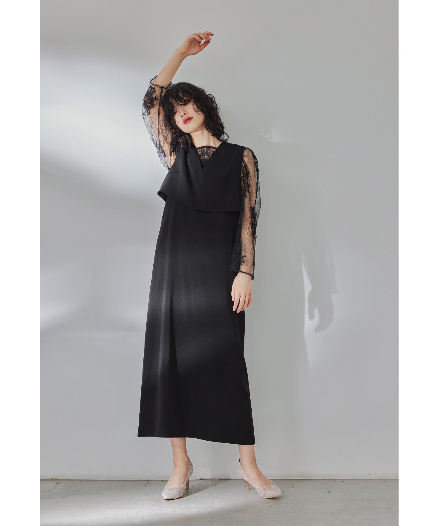 マルチレイヤードセットドレス レースブラウス ベスト キャミワンピ