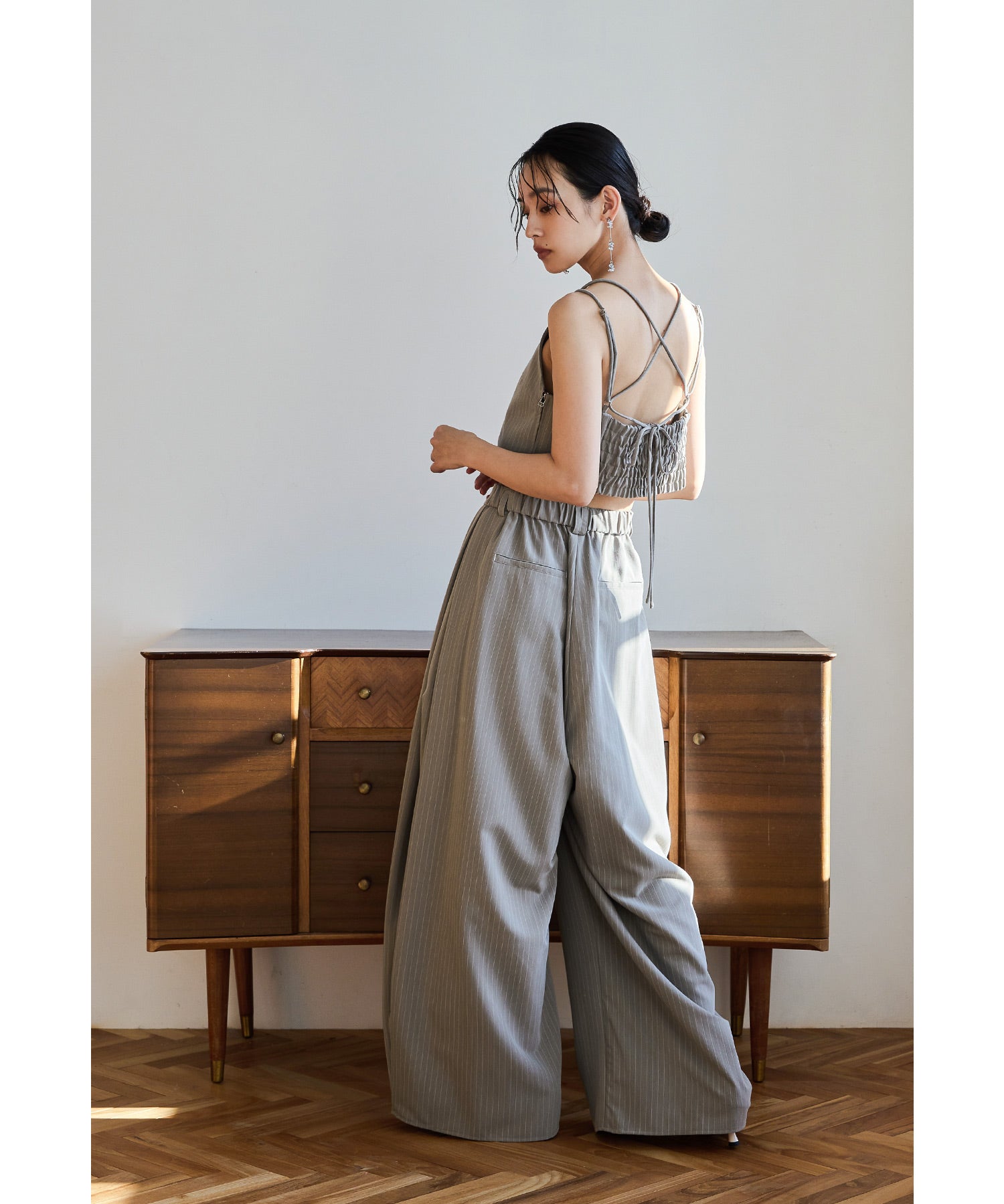 ピンストライプビスチェワイドパンツドレス 2点セット セレモニー 結婚