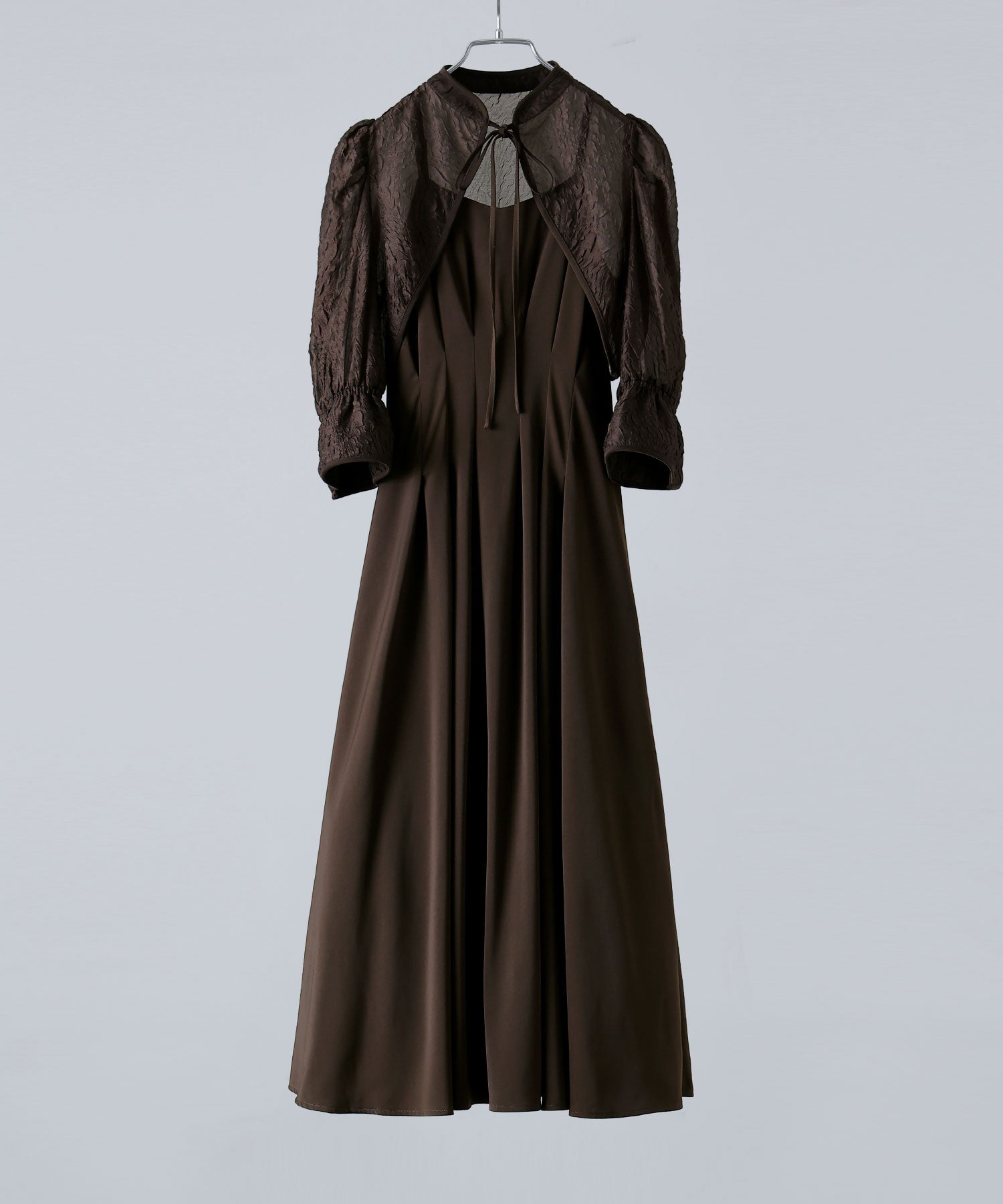 ジャガードボレロ&ウエストタックボリュームドレス｜パーティードレス