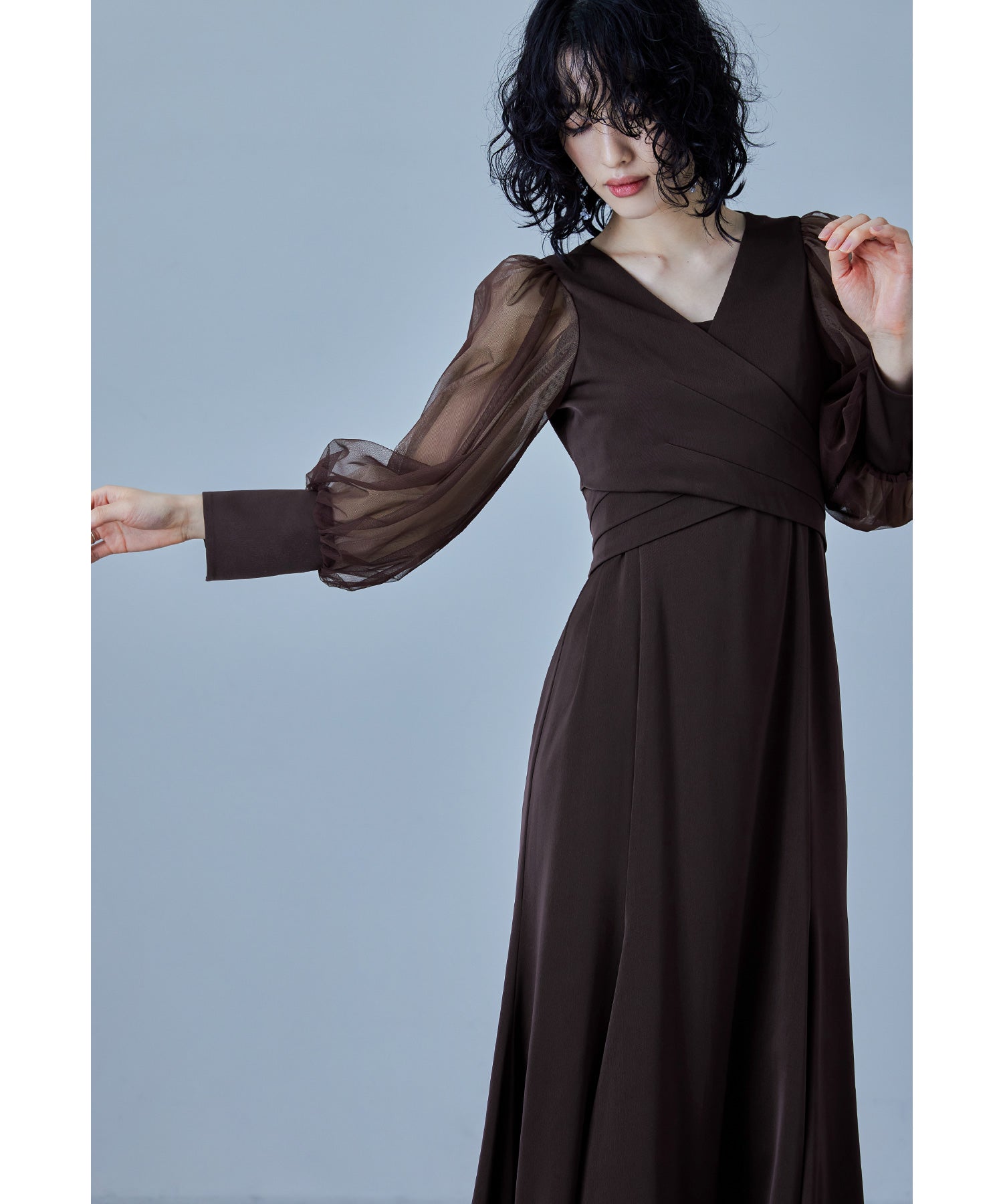 クロスデザインブラウスセットドレス 結婚式 パーティードレス