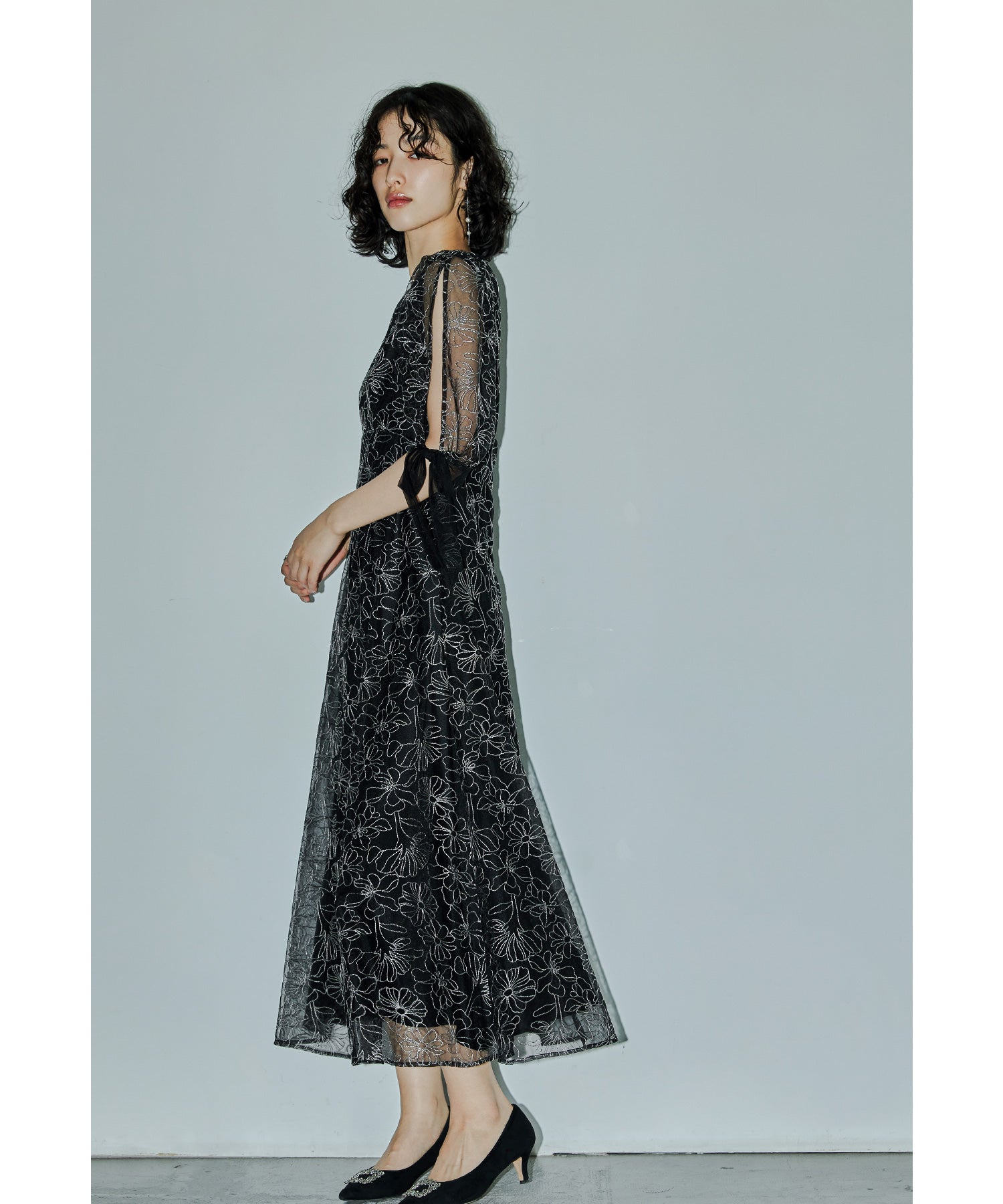 リボンディテールエンブロイダリードレス 結婚式 成人式 二次会 同窓会