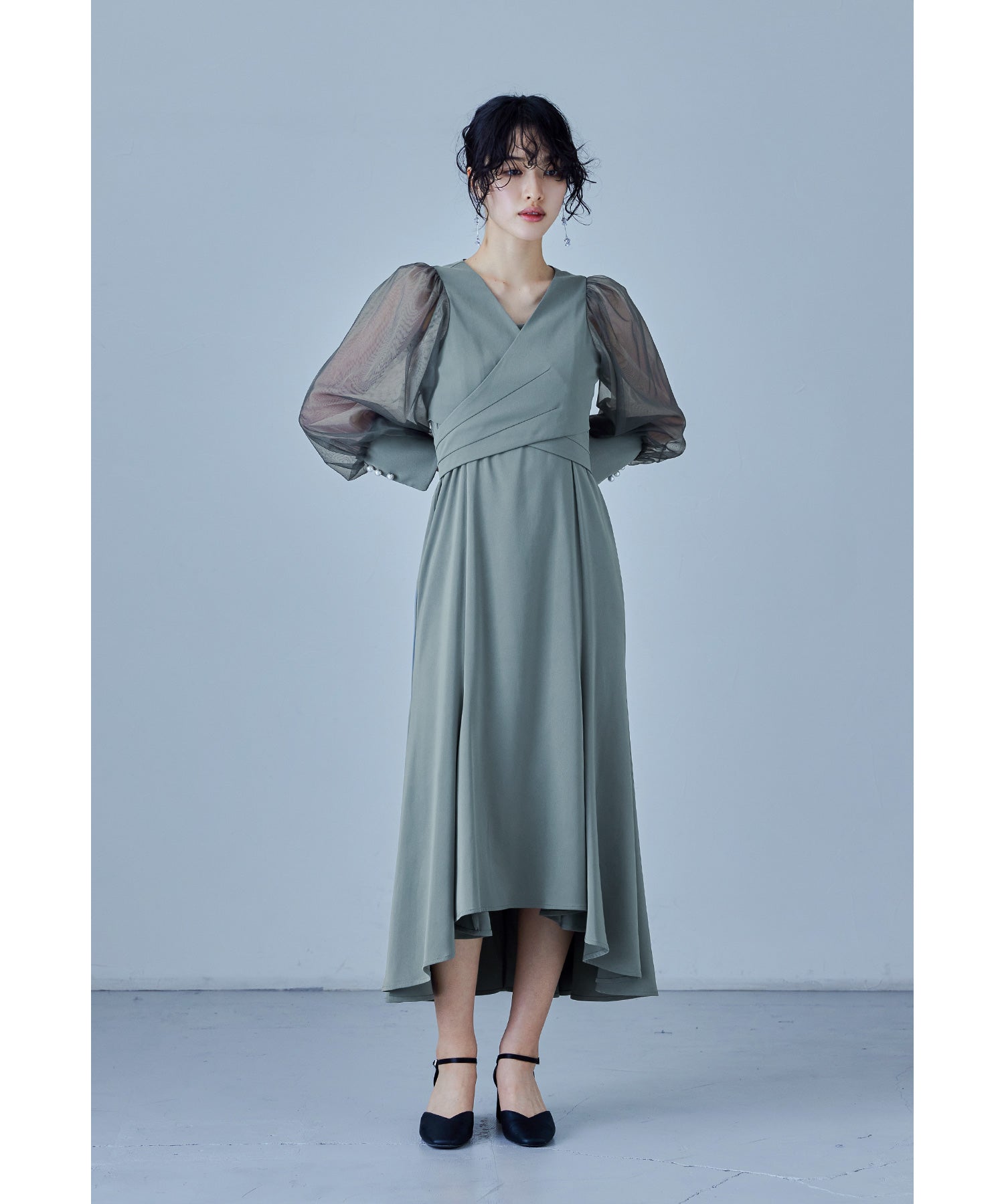 ピーナッツ】冬用：クロスデザインブラウスセットドレス(結婚式) 楽天