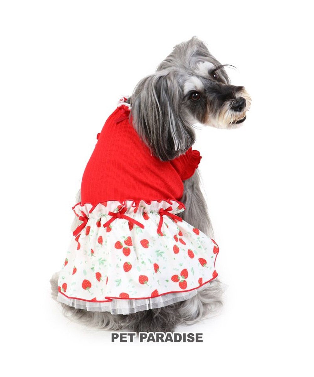犬服 No.144 ふわふわいちごのポケットわんぴ ハンドメイド 犬服 No
