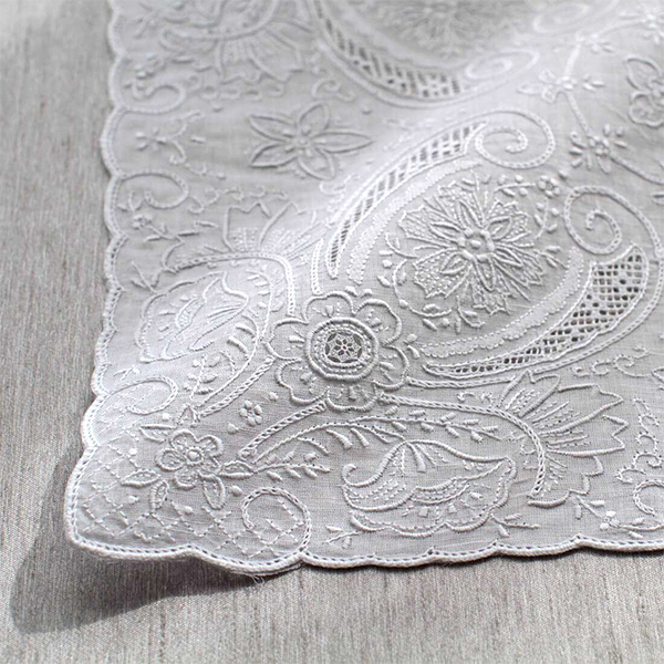 スワトウ 汕頭 刺繍 ホワイト レースハンカチ 汕頭（スワトウ